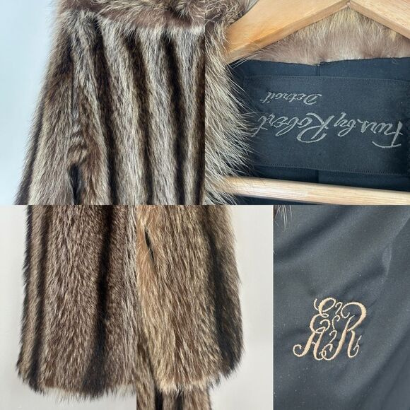 Vintage Fur by Robert Detroit Raccoon Genuine Fur Full Length Coat Overcoat - Picture 8 of 8
